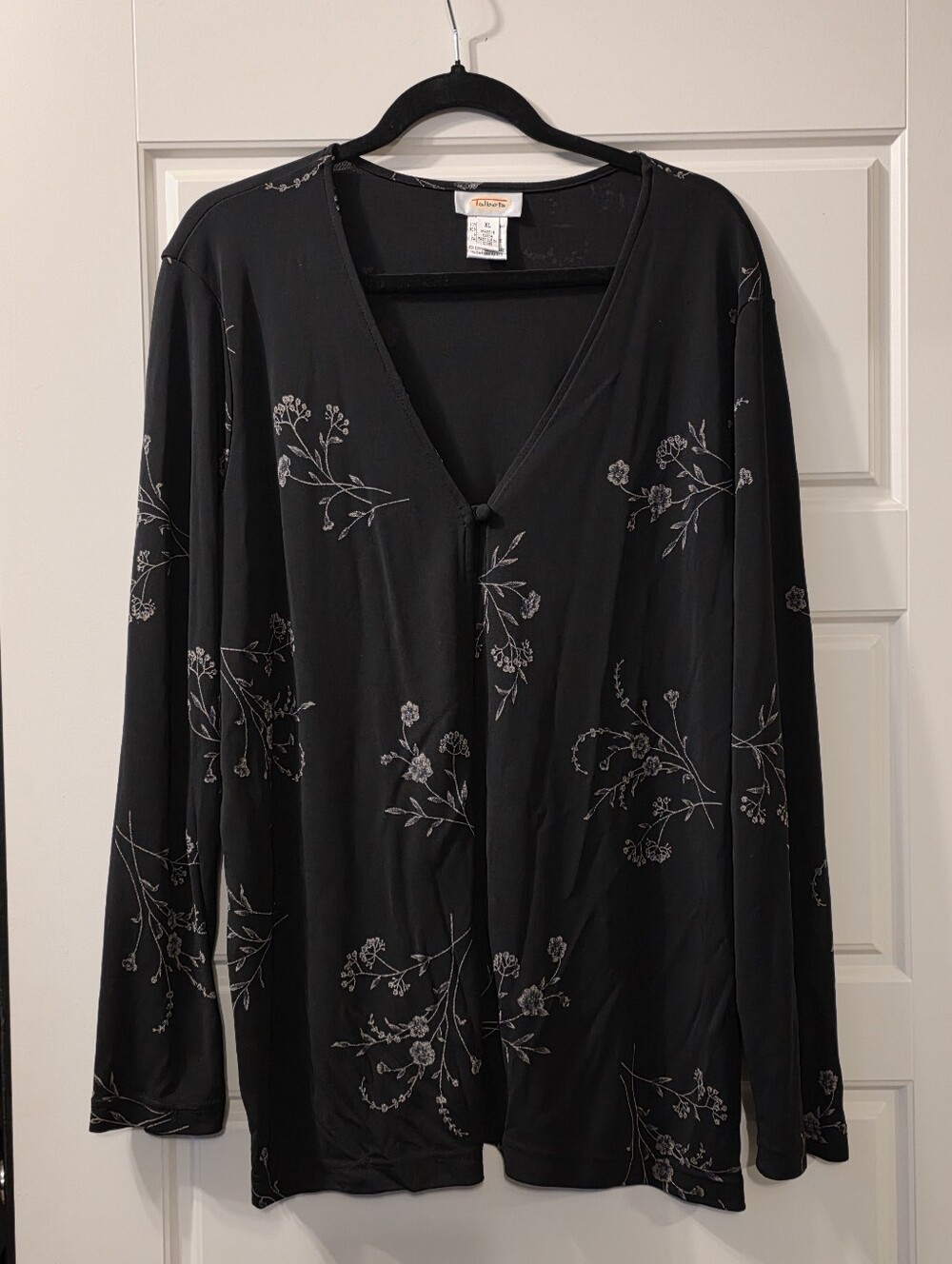 Talbots Black Floral Cardigan